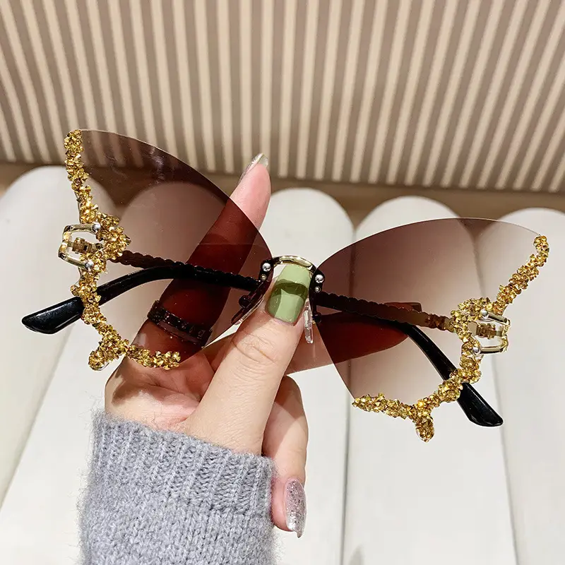 Exaggerated Butterfly Rimless Sunglasses for Women - Image 5