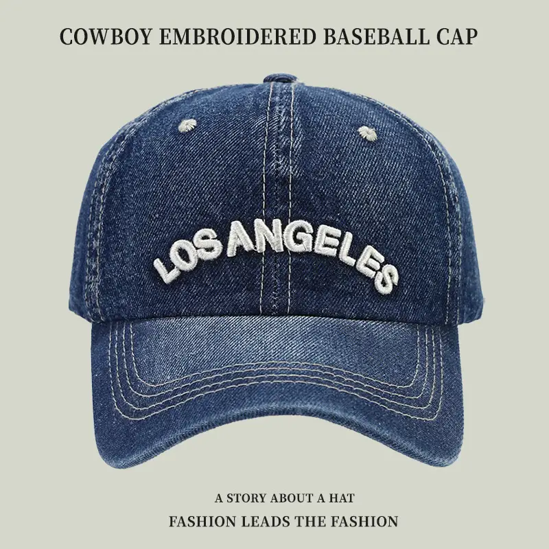 Women Denim Peaked Cap Los Angeles Embroidered - Image 5
