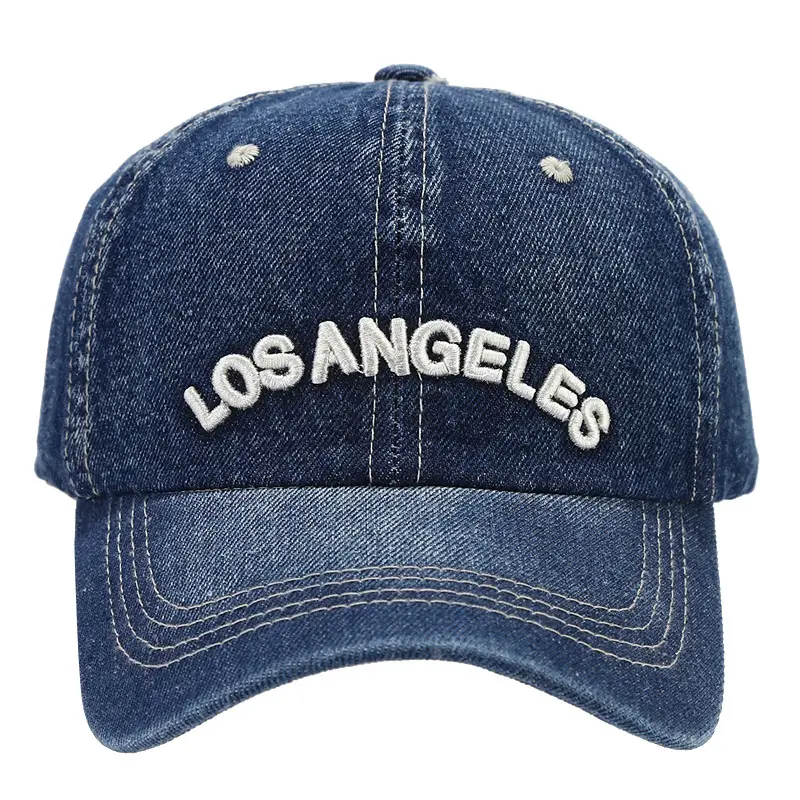 Women Denim Peaked Cap Los Angeles Embroidered - Image 8