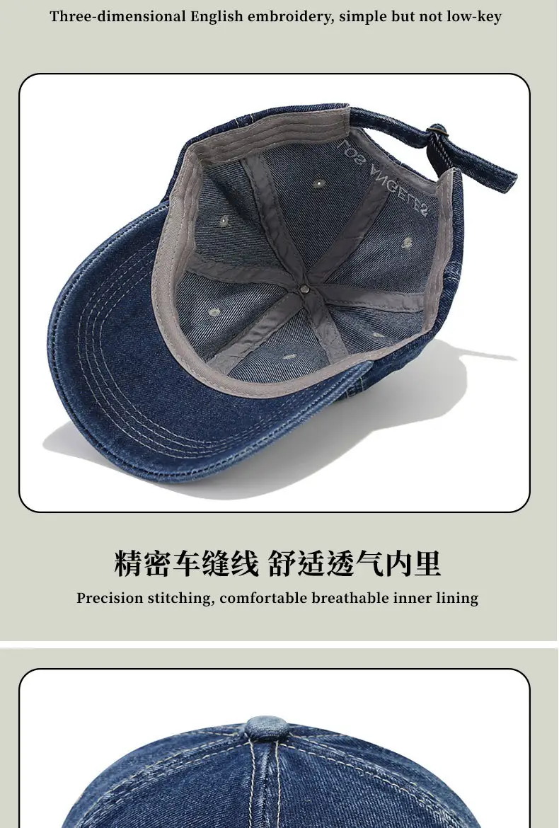 Women Denim Peaked Cap Los Angeles Embroidered — feature 10