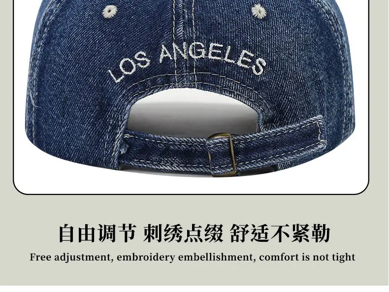 Women Denim Peaked Cap Los Angeles Embroidered — feature 11