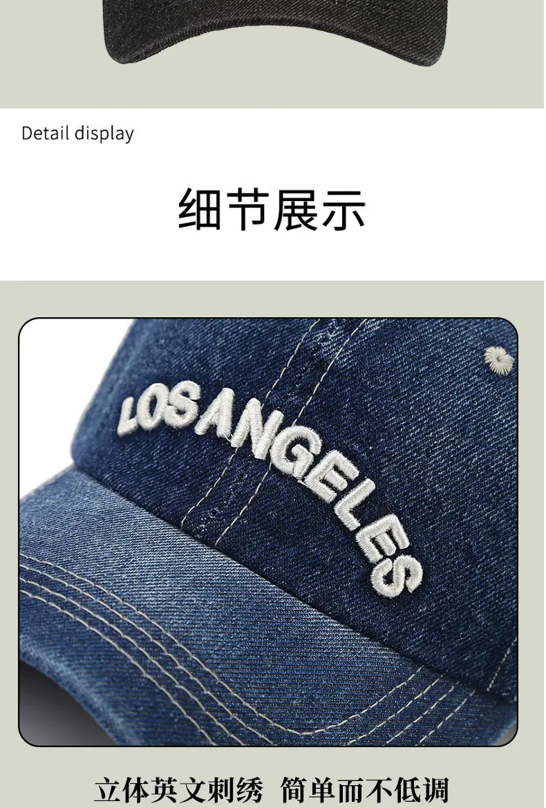 Women Denim Peaked Cap Los Angeles Embroidered — feature 9