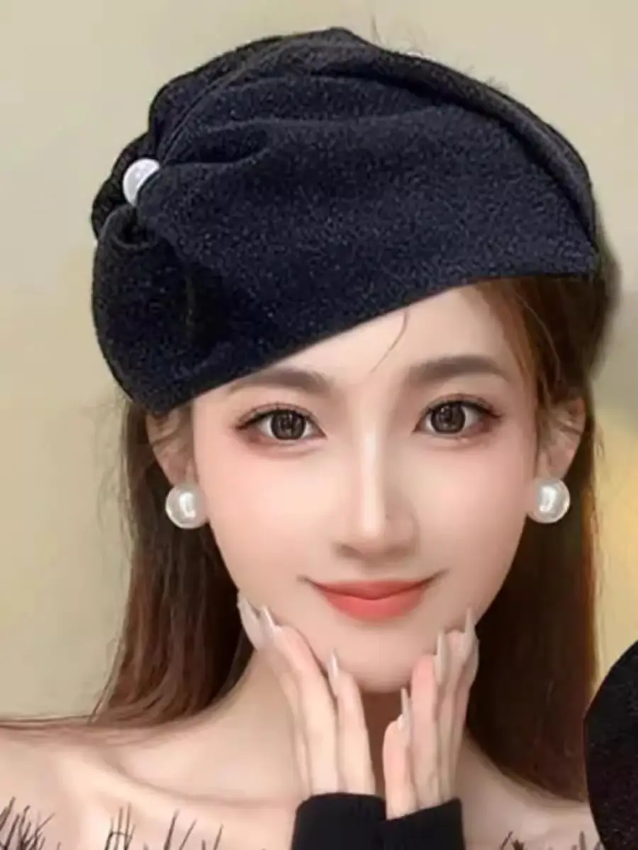 Dark Blue Velvet Headband with Pearl Earrings for Women — feature 10