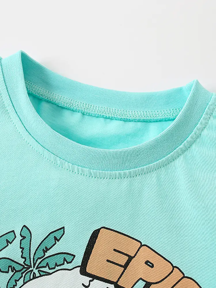 Kids Short Sleeve T-Shirt Green Dino Design - Image 3