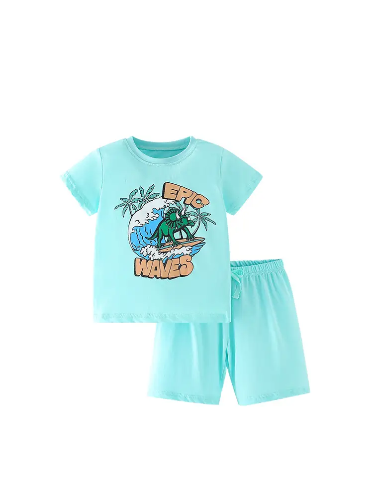 Kids Short Sleeve T-Shirt Green Dino Design - Image 6