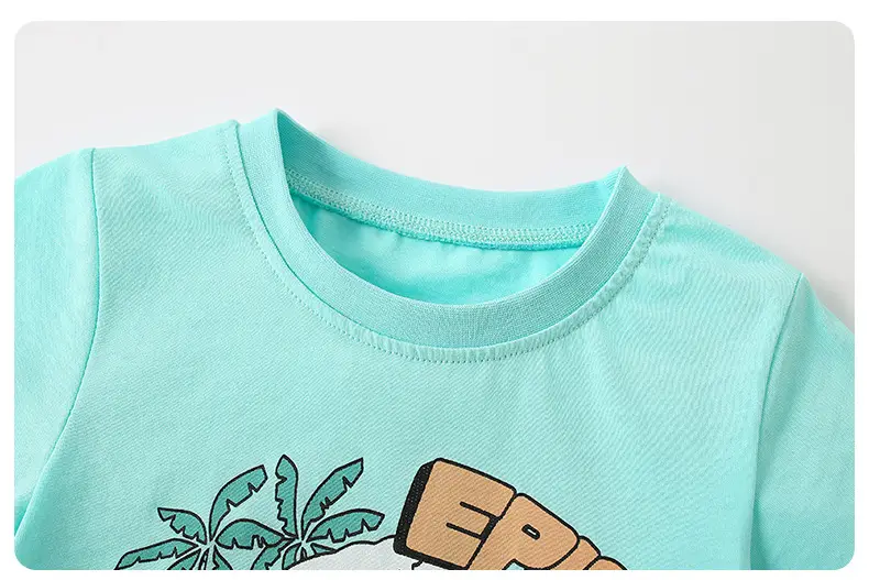 Kids Short Sleeve T-Shirt Green Dino Design — feature 6