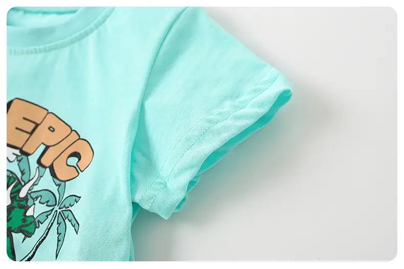 Kids Short Sleeve T-Shirt Green Dino Design — feature 7