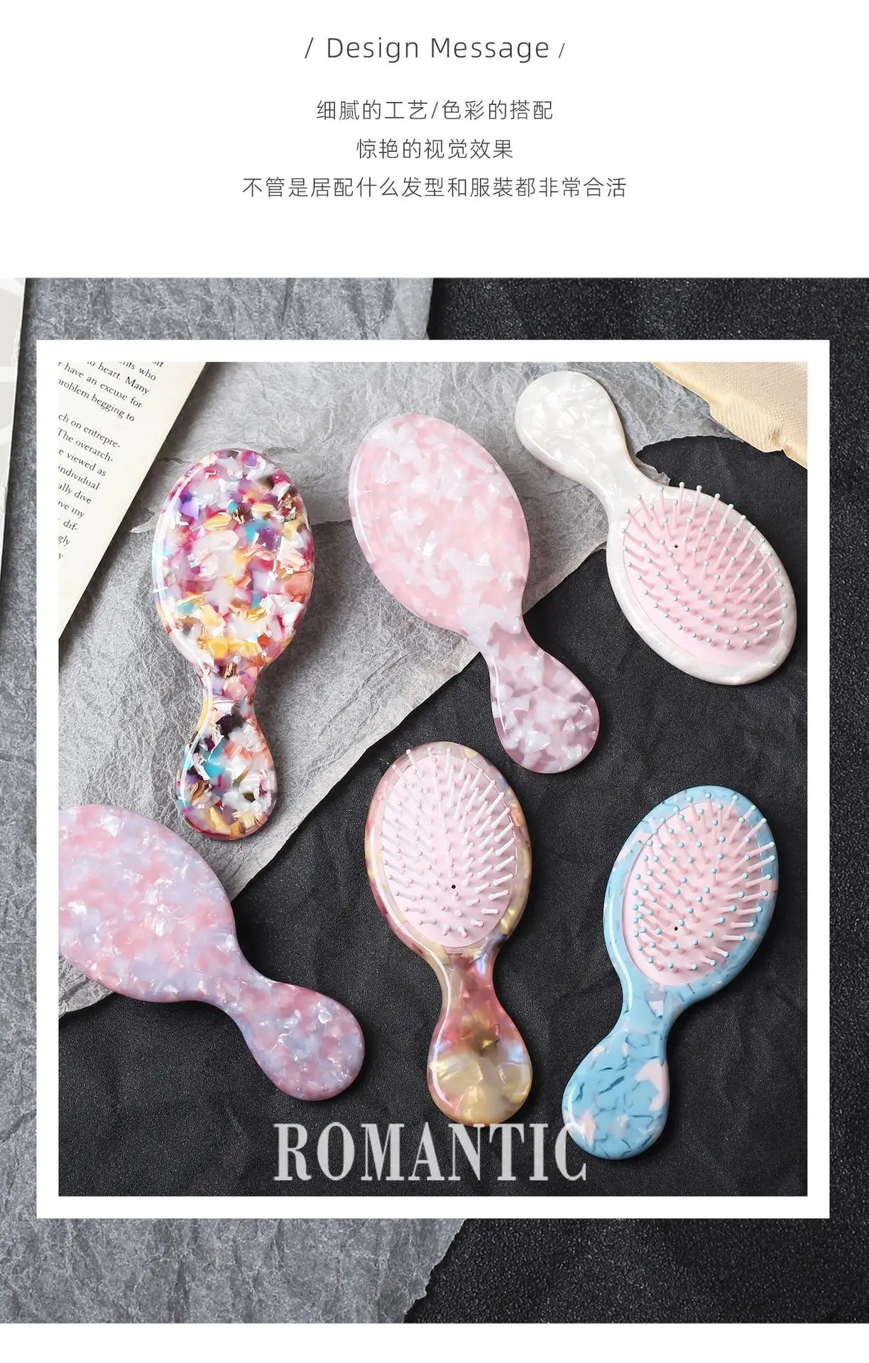 New Acetate Hair Comb Cute Handle Massage Balloon Combs — feature 3