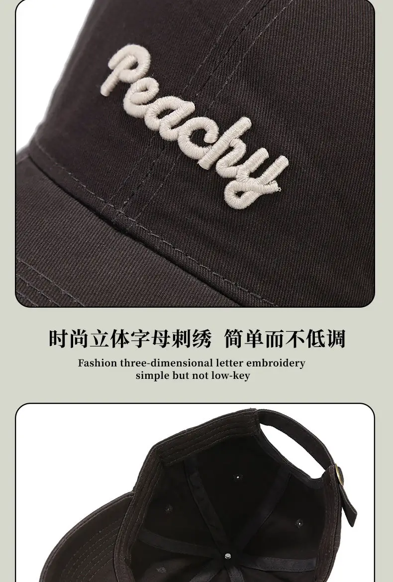 New Pure Cotton Baseball Cap for Women with Big Head & Curved Brim — feature 13