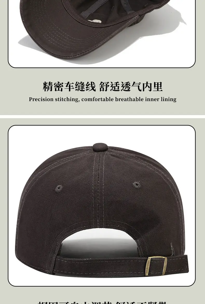 New Pure Cotton Baseball Cap for Women with Big Head & Curved Brim — feature 14