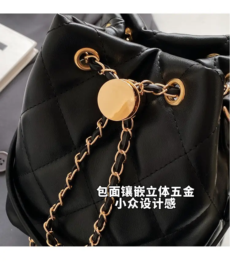 Korean Style Diamond Chain Bucket Bag White Gold Chain — feature 12