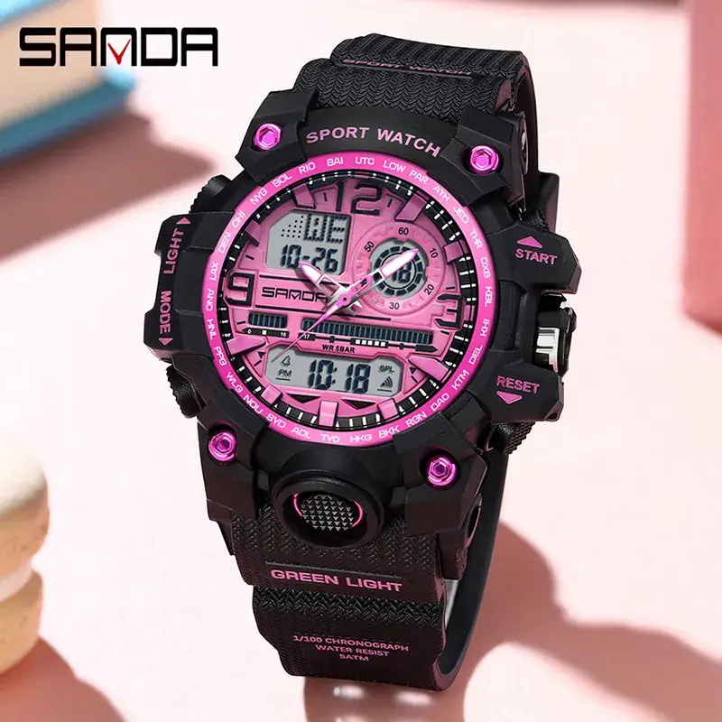 Sanda Black Red Sport Watch for Men Women Waterproof - Image 75