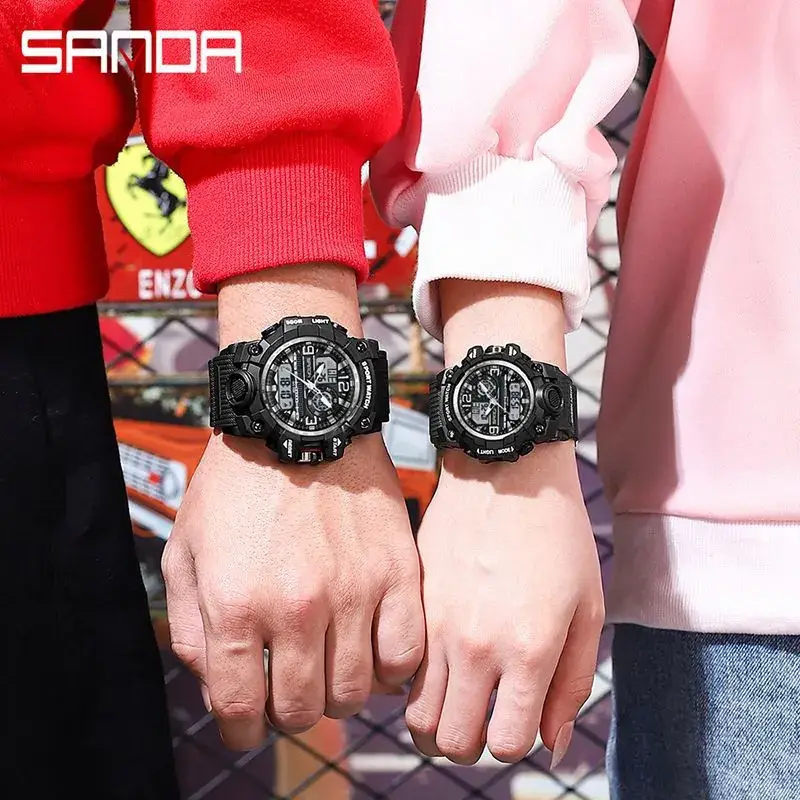 Sanda Black Red Sport Watch for Men Women Waterproof - Image 76