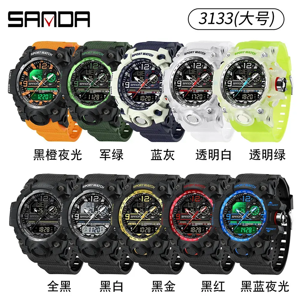 Sanda Black Red Sport Watch for Men Women Waterproof - Image 77