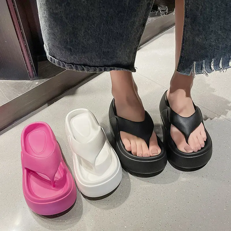 Women's Flip-Flops with Thick Soles, Height-Increasing Beach Sandals, Korean Style Summer Beach Shoes for Women - Image 5