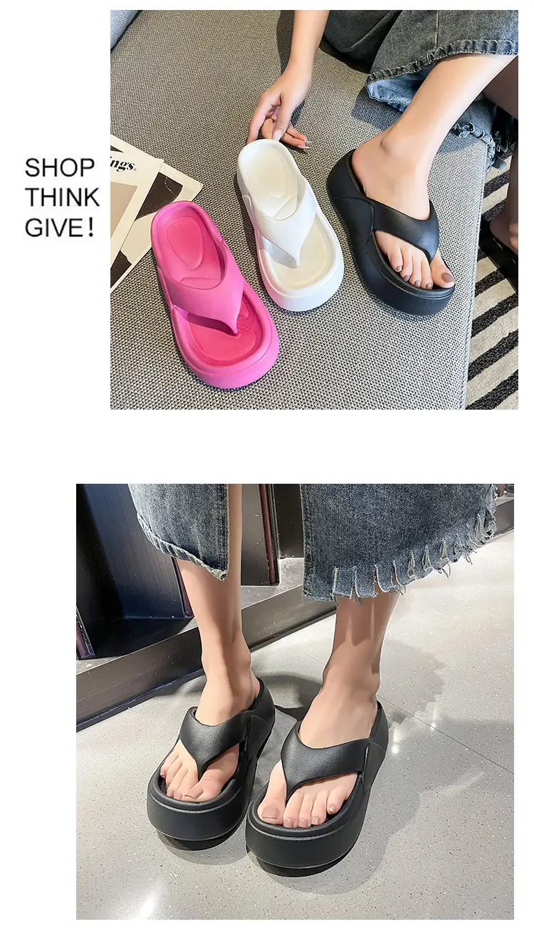 Women's Flip-Flops with Thick Soles, Height-Increasing Beach Sandals, Korean Style Summer Beach Shoes for Women — feature 13