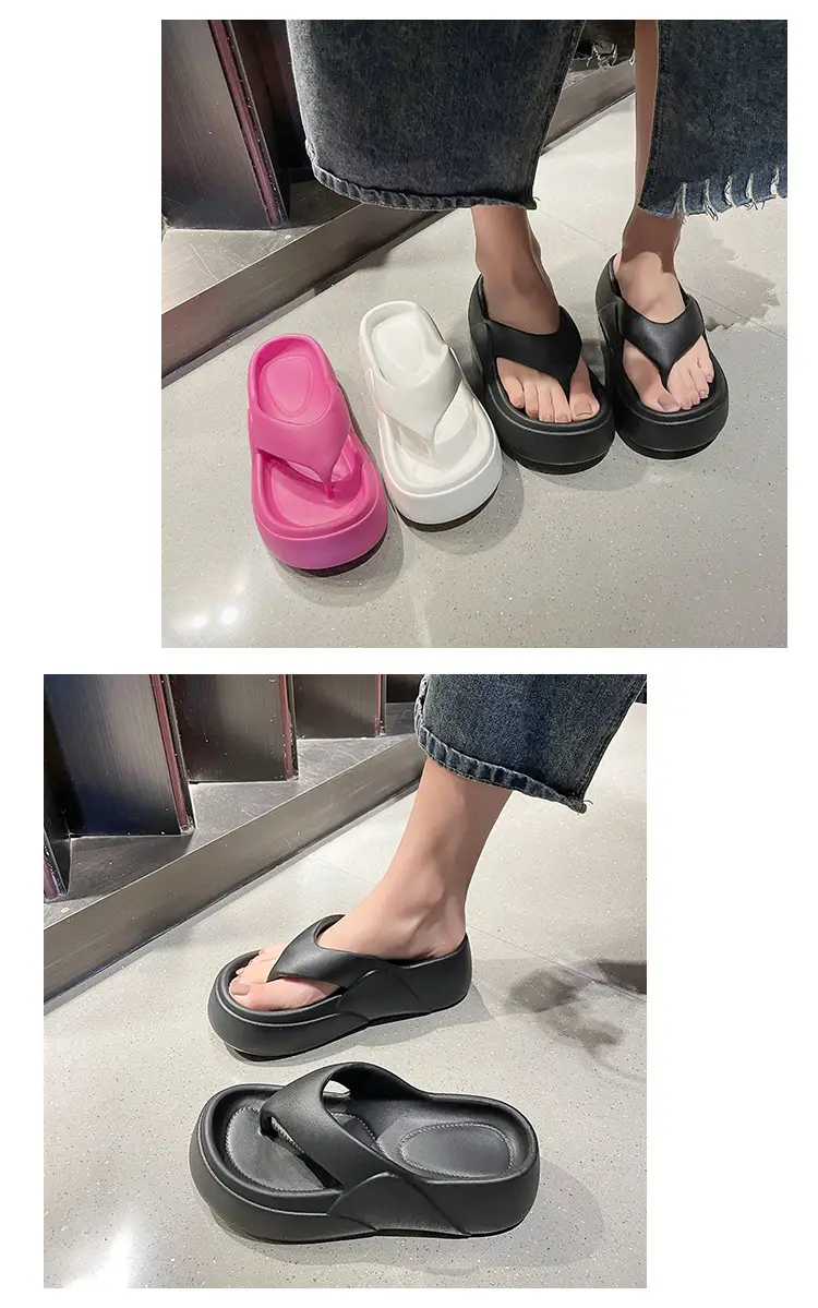 Women's Flip-Flops with Thick Soles, Height-Increasing Beach Sandals, Korean Style Summer Beach Shoes for Women — feature 14