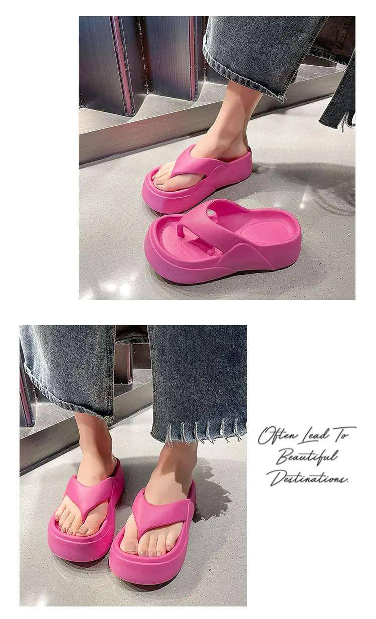 Women's Flip-Flops with Thick Soles, Height-Increasing Beach Sandals, Korean Style Summer Beach Shoes for Women — feature 15