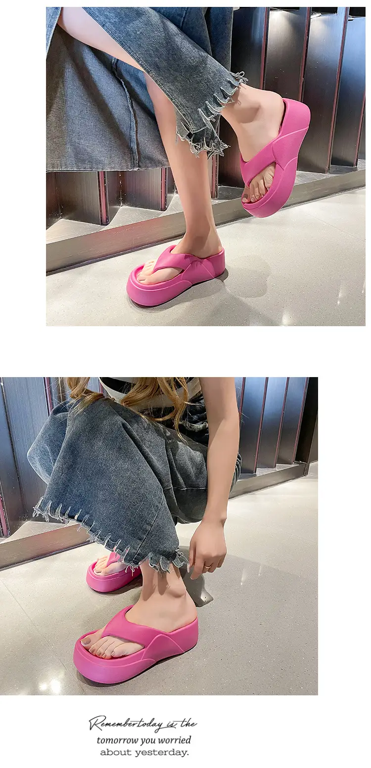 Women's Flip-Flops with Thick Soles, Height-Increasing Beach Sandals, Korean Style Summer Beach Shoes for Women — feature 16