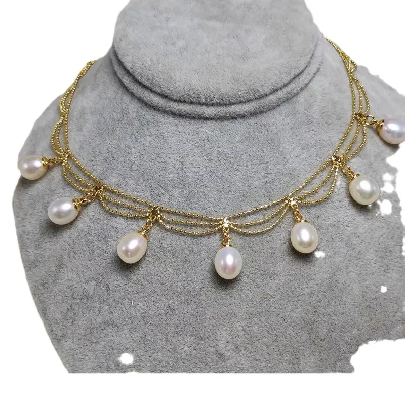 Gold Pearl Tassel Necklace for Women - Image 6