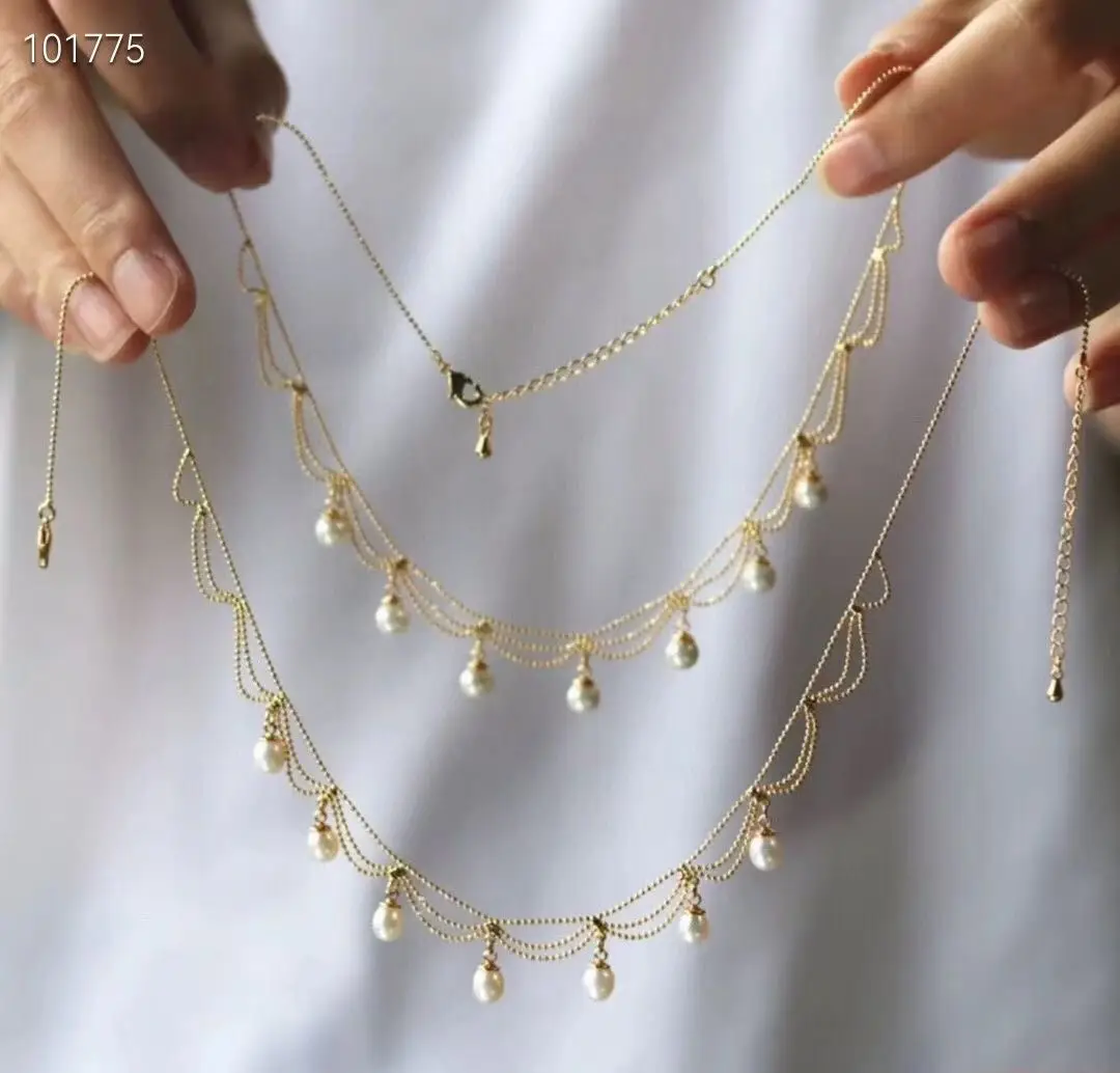 Gold Pearl Tassel Necklace for Women — feature 13