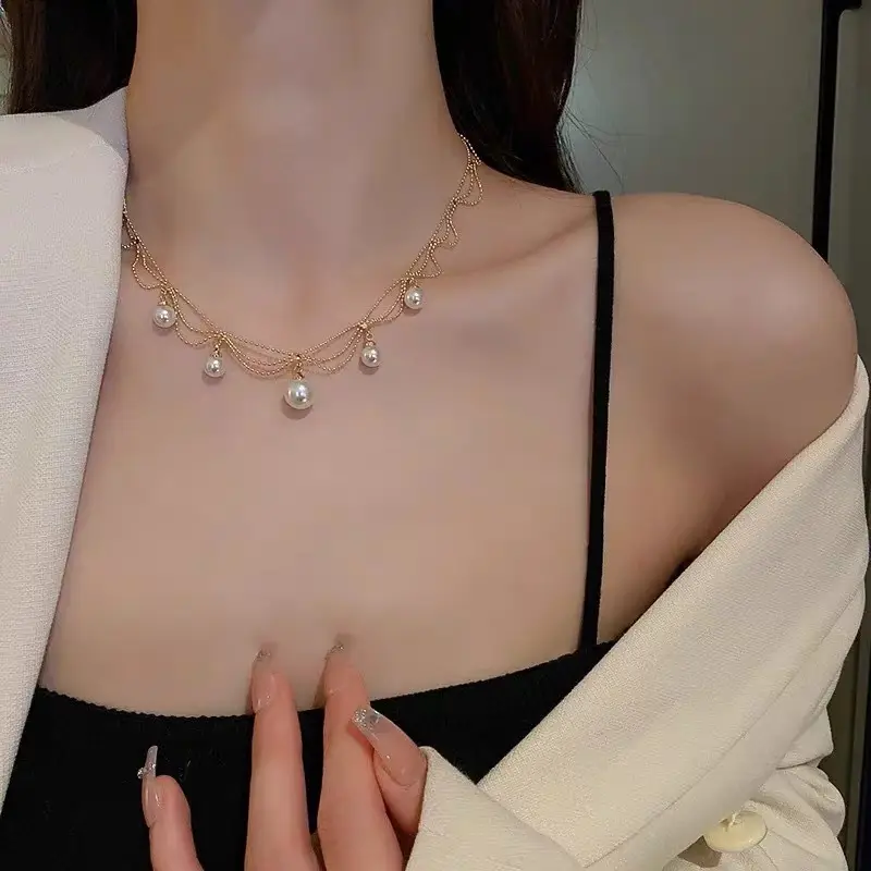 Gold Pearl Tassel Necklace for Women — feature 5