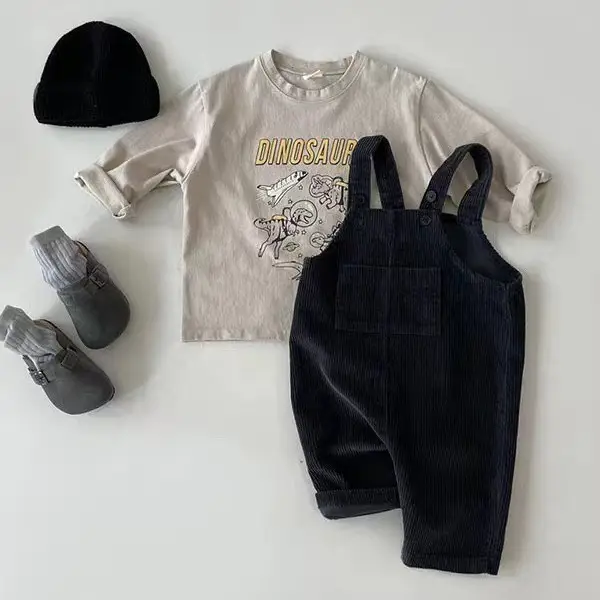 Korean Style Kids Set with Corduroy Pants & Hat
