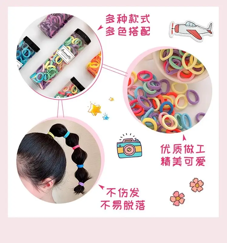 7-in-1 Rubber Hair Bands for Girls 100 Pcs — feature 5