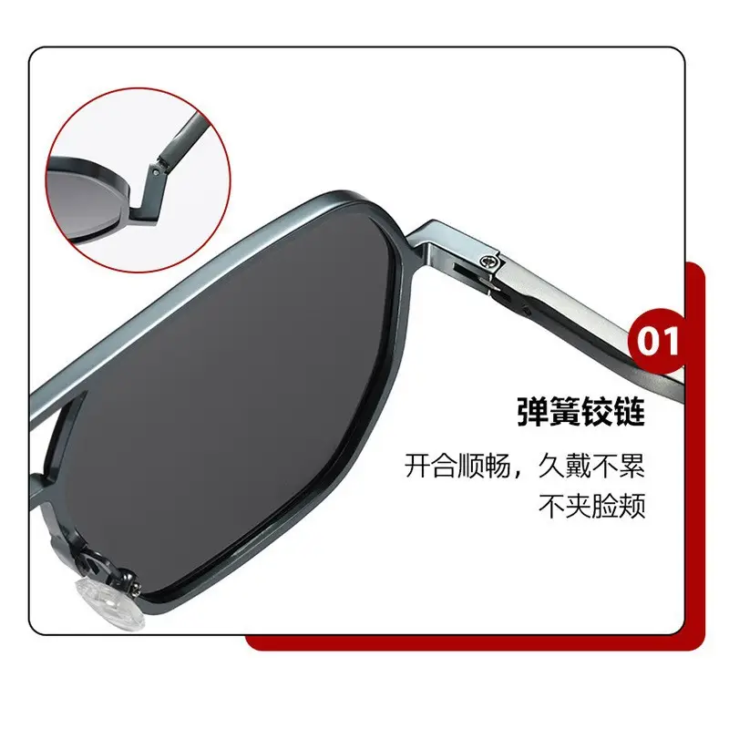 2024 Aluminum Polarized Sunglasses Black Frame Black镜片 - Image 8