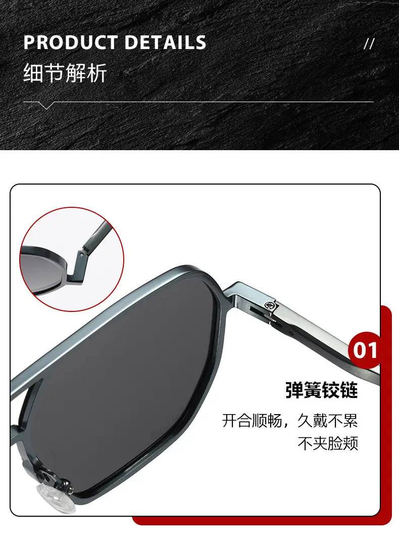 2024 Aluminum Polarized Sunglasses Black Frame Black镜片 — feature 8