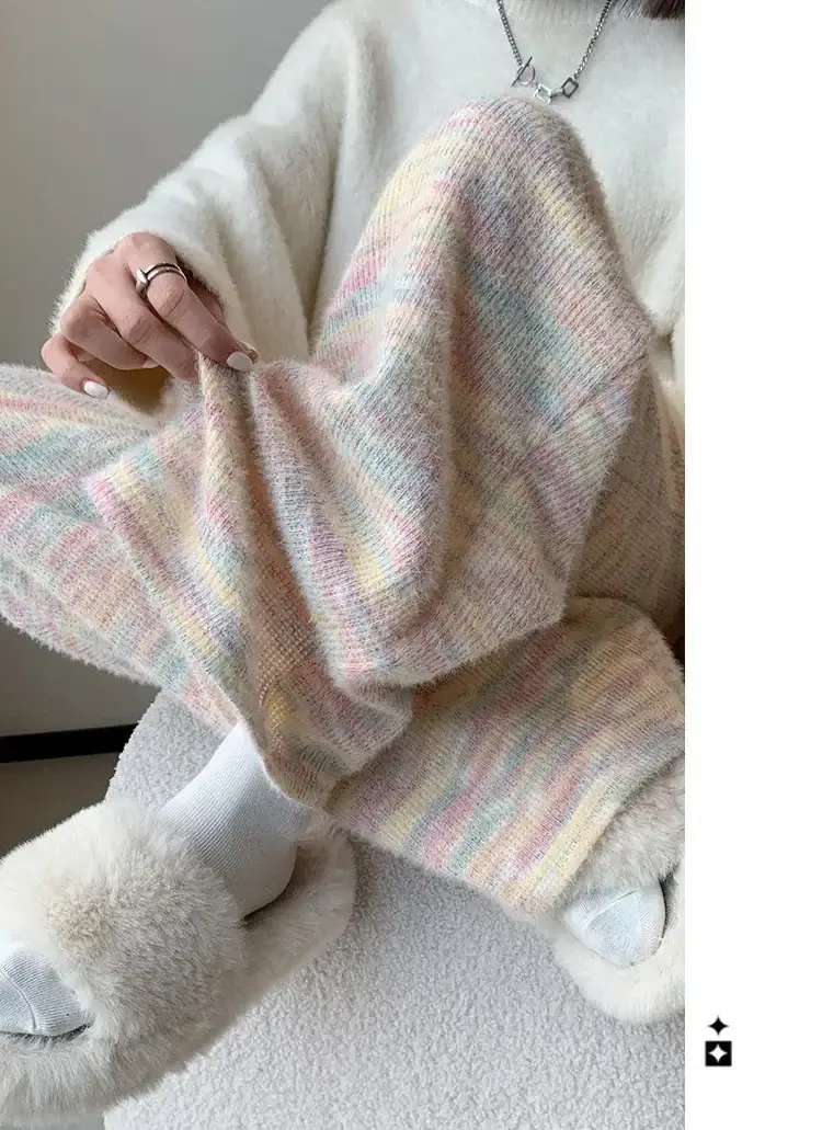 Warm Rainbow Glutinous Rice Pants for Women — feature 15