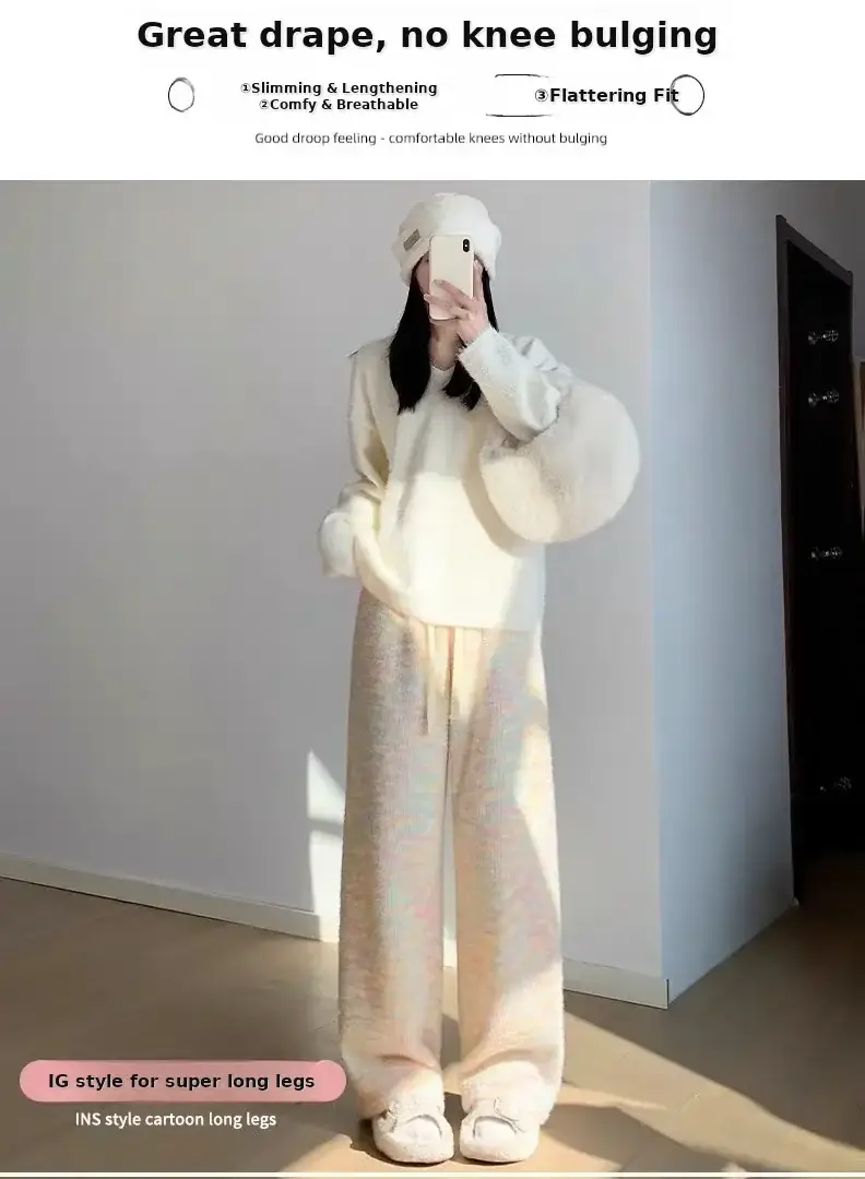 Warm Rainbow Glutinous Rice Pants for Women — feature 4