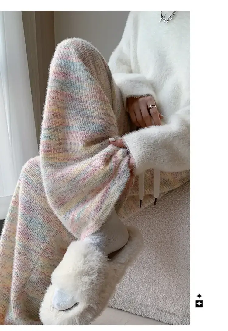 Warm Rainbow Glutinous Rice Pants for Women — feature 6