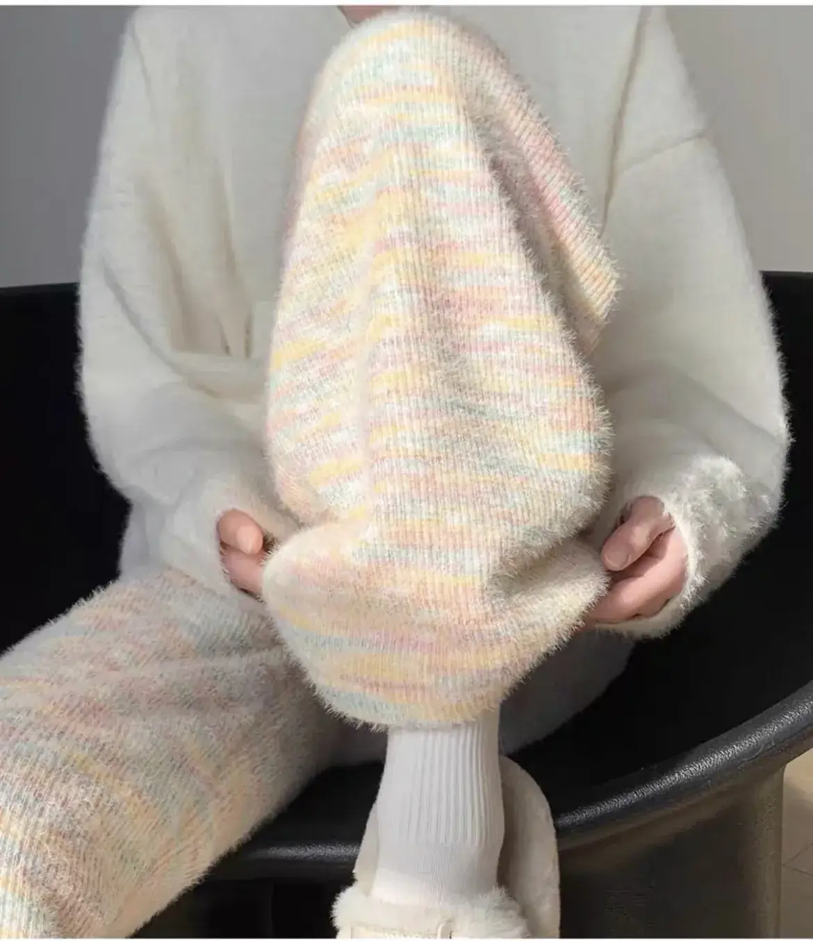 Warm Rainbow Glutinous Rice Pants for Women