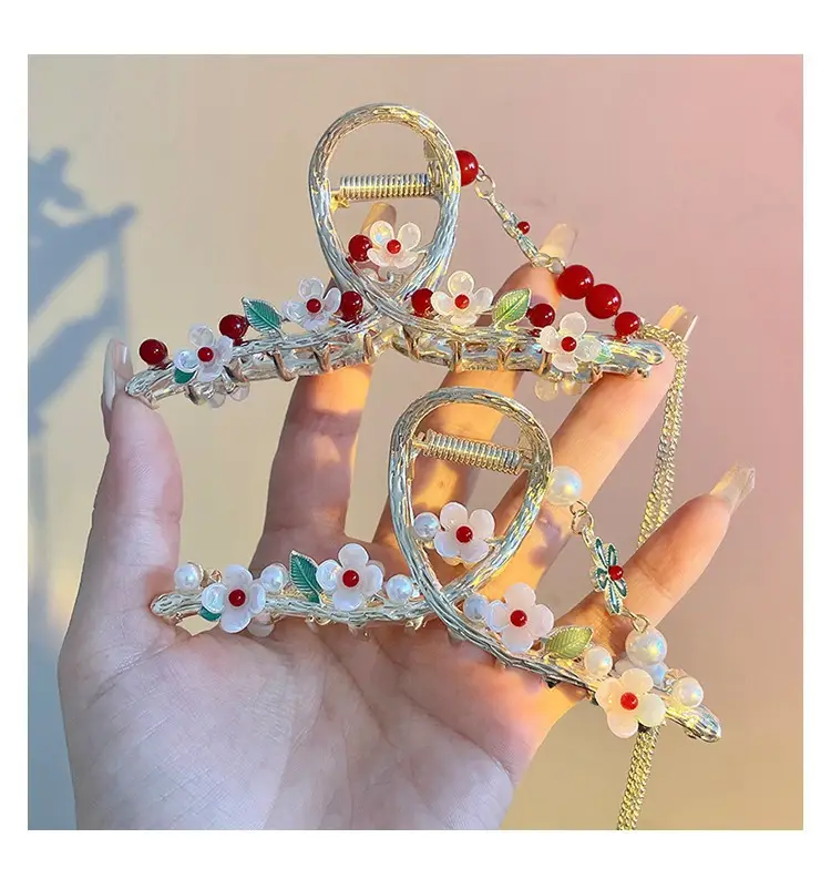 Pearl Tassel Hairpin for Women Back of Head Updo — feature 38