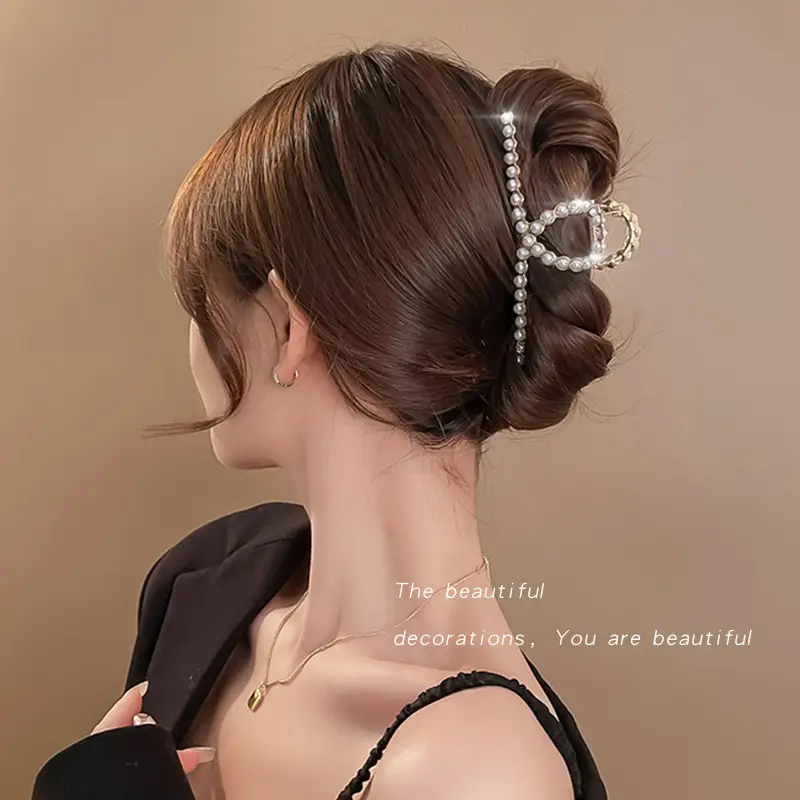 Pearl Tassel Hairpin for Women Back of Head Updo