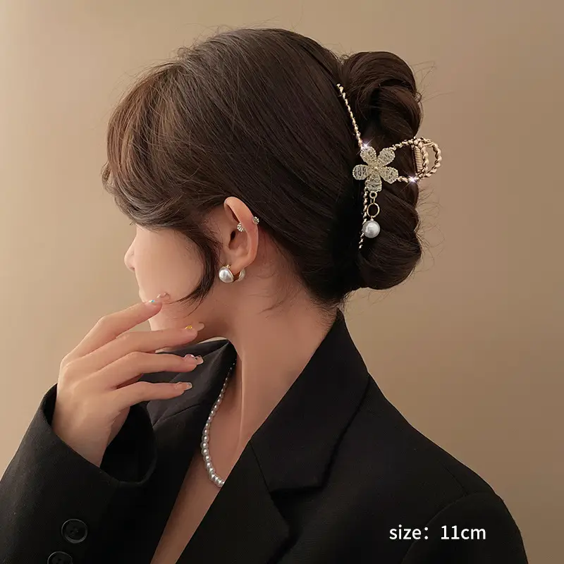 Pearl Tassel Hairpin for Women Back of Head Updo