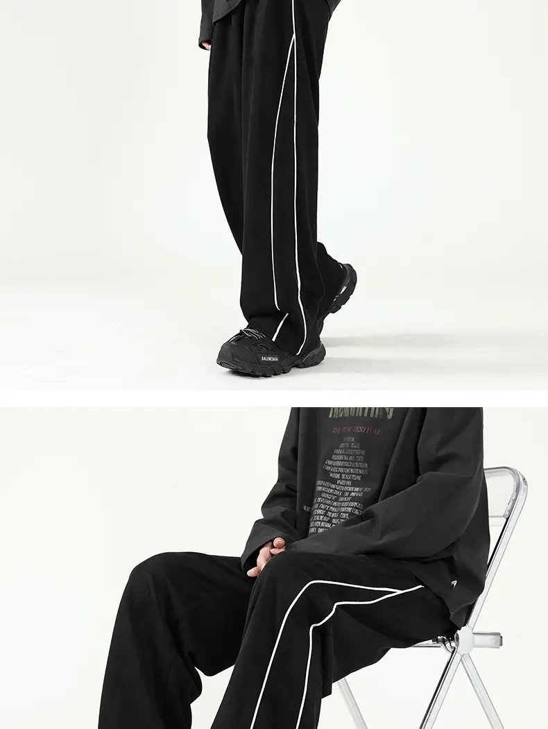Men's Black Striped Wide Leg Pants 2024 — feature 6