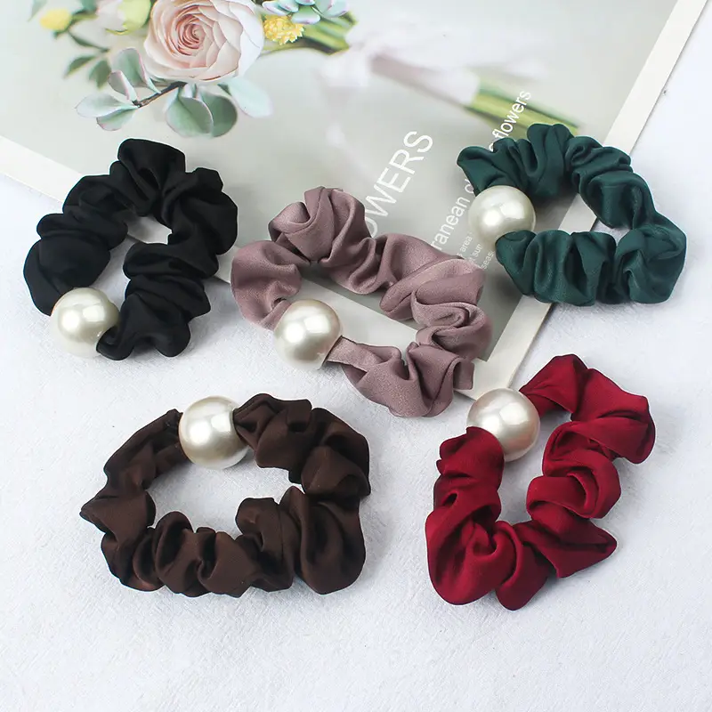 Black Pearl Hair Scrunchie for Women - Image 9