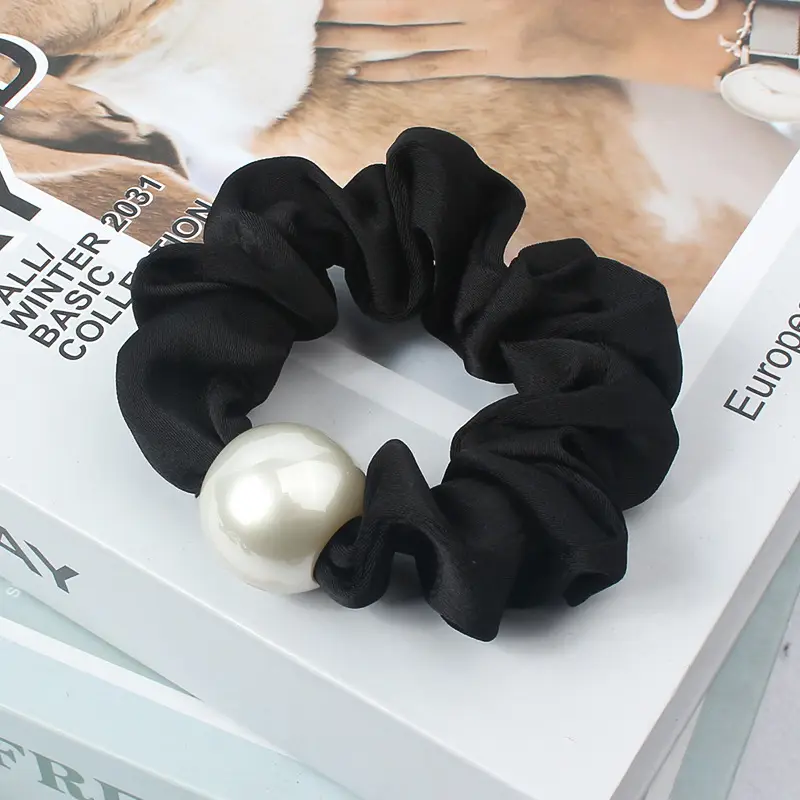 Black Pearl Hair Scrunchie for Women - Image 7