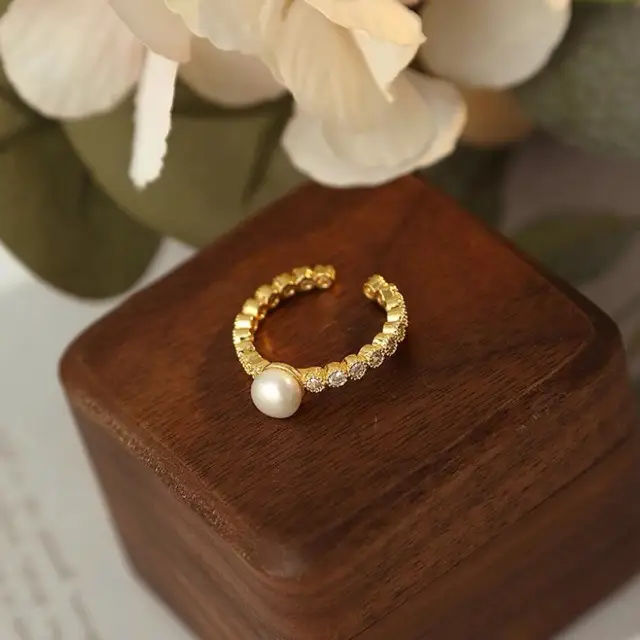 Natural Freshwater Pearl Finger Ring Opening Design - Image 2