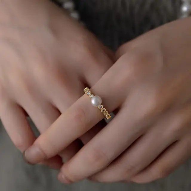 Natural Freshwater Pearl Finger Ring Opening Design - Image 5