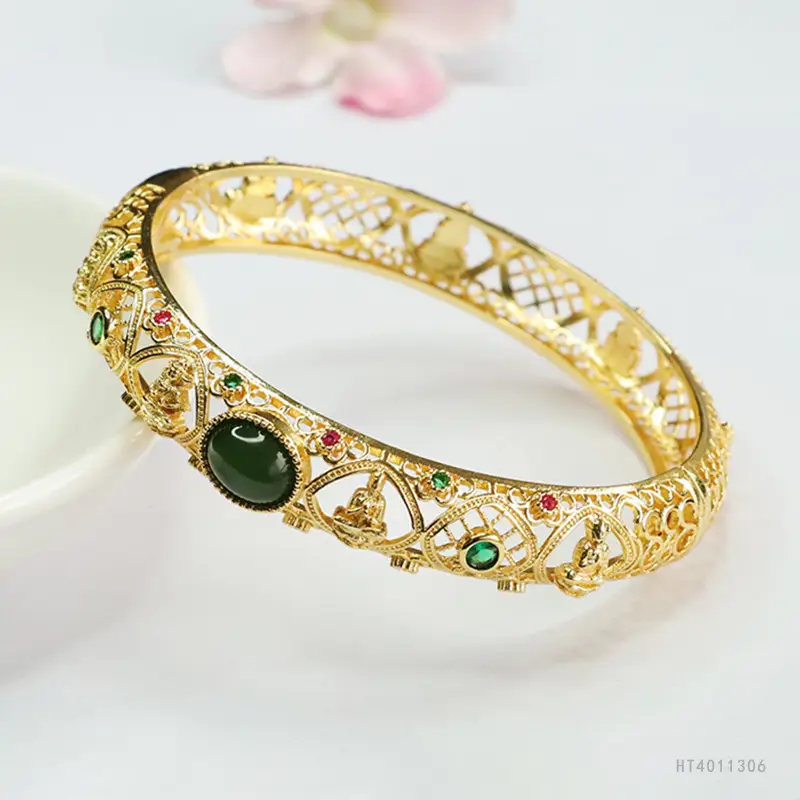 Guan Yu Jade Jasper Bracelet Eight Guardian Gods Gold — feature 9