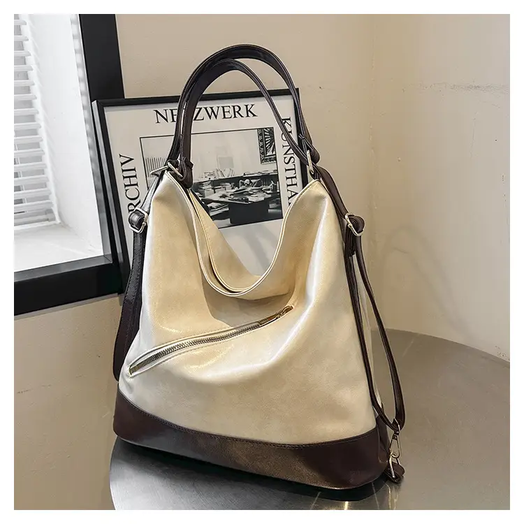 Women's Contrast Color High-end Bucket Bag 2024 Spring - Image 2