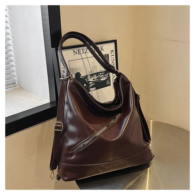 Women's Contrast Color High-end Bucket Bag 2024 Spring - Image 3