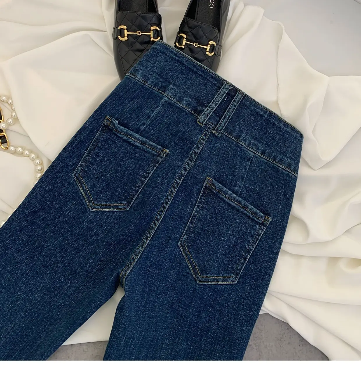 2023 New Retro Dark Blue Slim Fit Skinny Jeans Women — feature 11