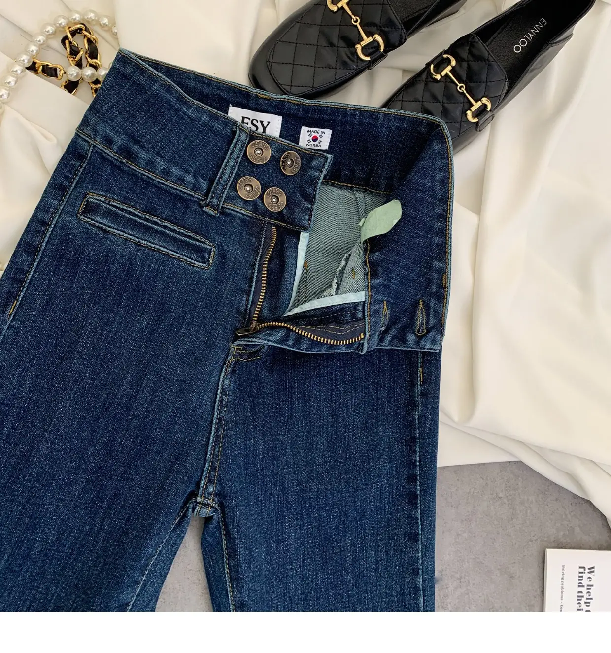 2023 New Retro Dark Blue Slim Fit Skinny Jeans Women — feature 12