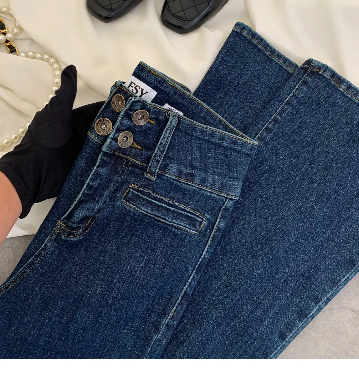 2023 New Retro Dark Blue Slim Fit Skinny Jeans Women — feature 14