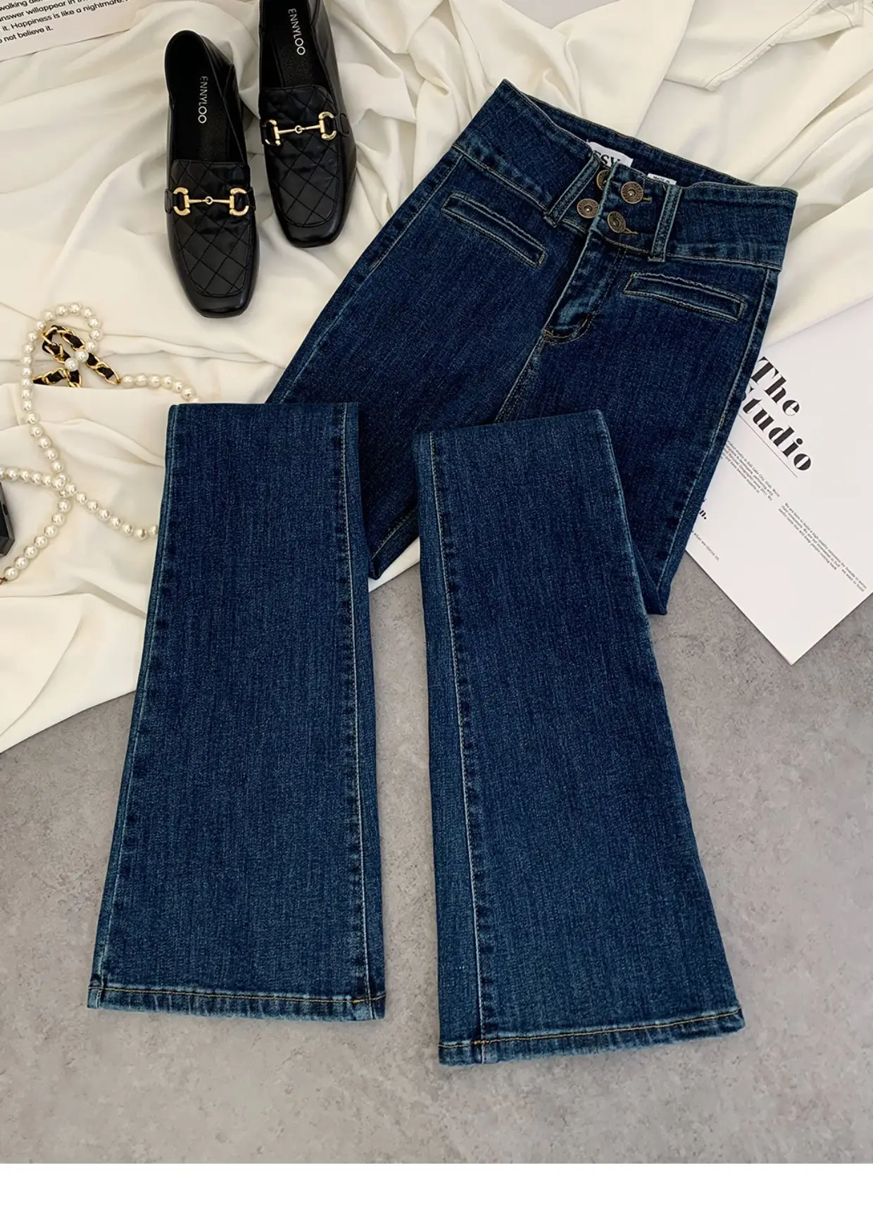 2023 New Retro Dark Blue Slim Fit Skinny Jeans Women — feature 2