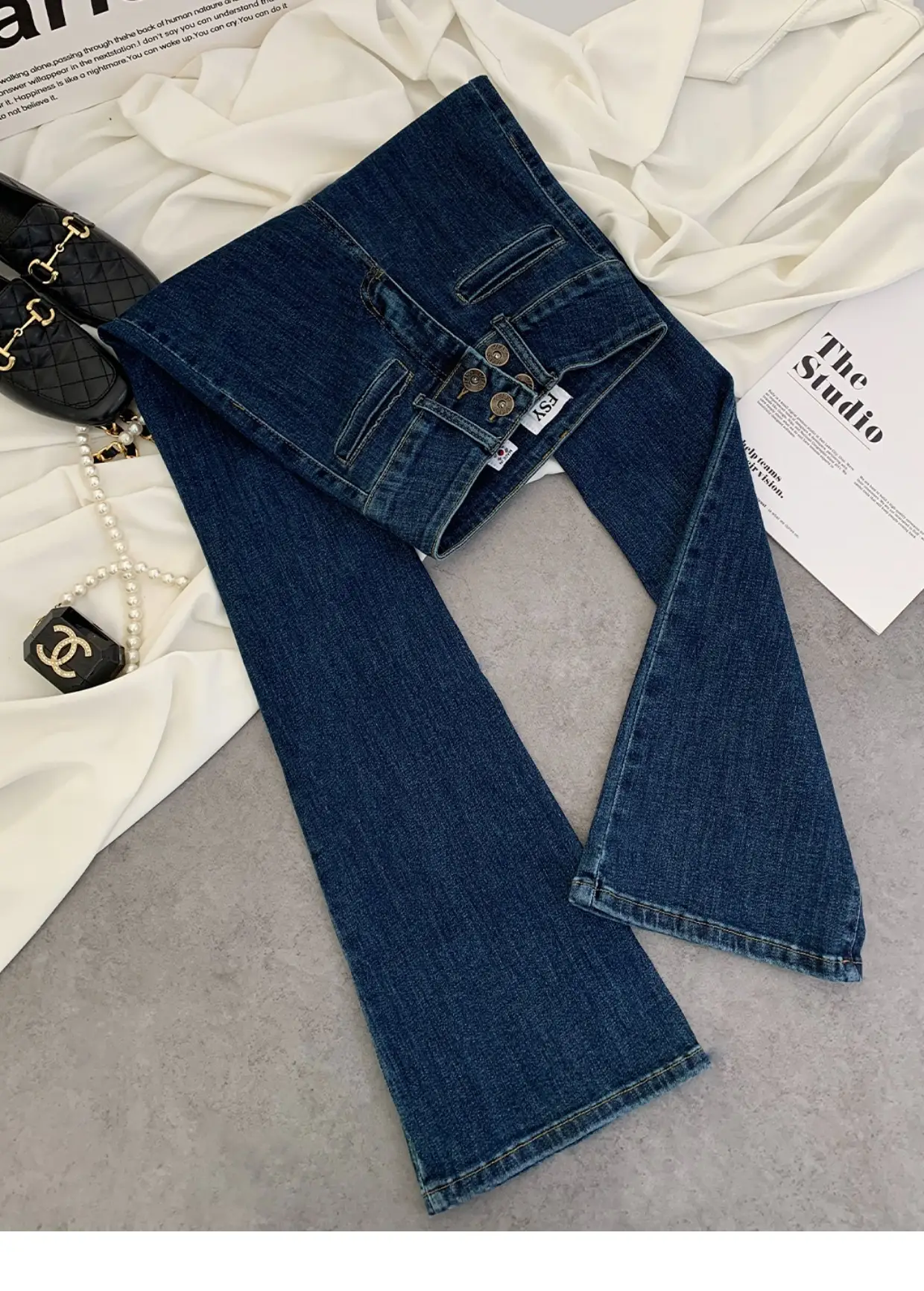 2023 New Retro Dark Blue Slim Fit Skinny Jeans Women — feature 3